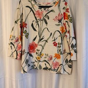 LOFT Multicolor Floral Long Sleeve Top